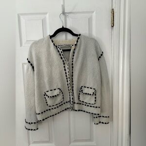 The Open Product Contrast Stitch Cardigan
